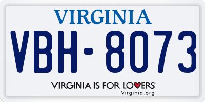 VA license plate VBH8073