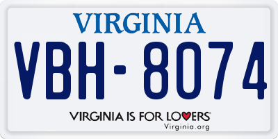 VA license plate VBH8074