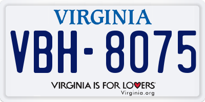 VA license plate VBH8075