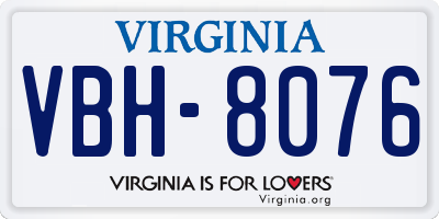 VA license plate VBH8076