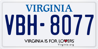 VA license plate VBH8077