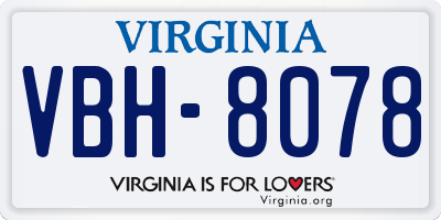 VA license plate VBH8078