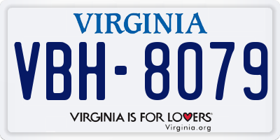 VA license plate VBH8079