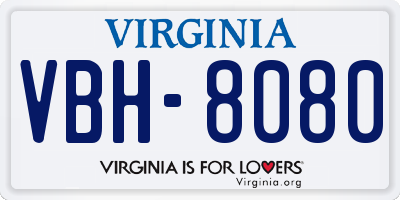 VA license plate VBH8080