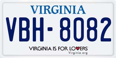 VA license plate VBH8082