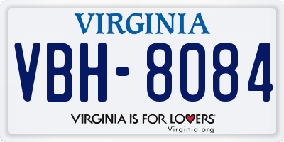 VA license plate VBH8084