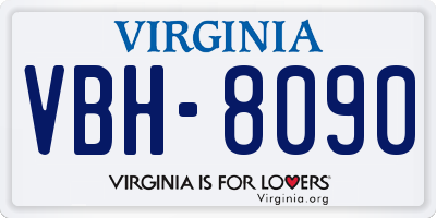 VA license plate VBH8090