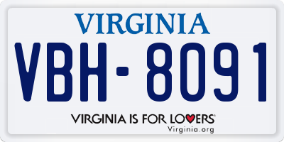 VA license plate VBH8091