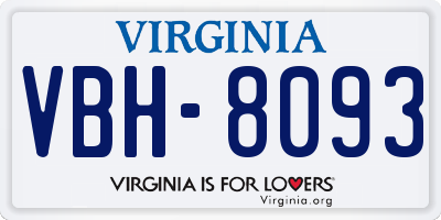 VA license plate VBH8093