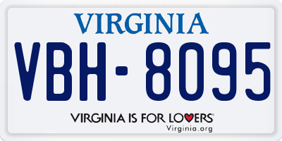 VA license plate VBH8095