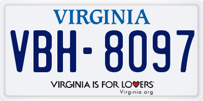 VA license plate VBH8097