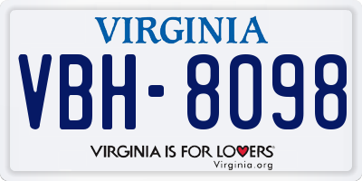 VA license plate VBH8098