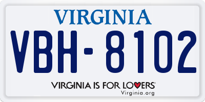 VA license plate VBH8102