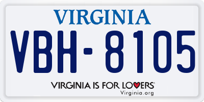 VA license plate VBH8105