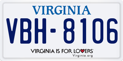 VA license plate VBH8106