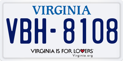VA license plate VBH8108