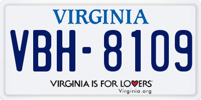 VA license plate VBH8109