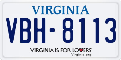 VA license plate VBH8113