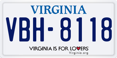 VA license plate VBH8118