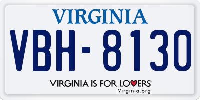 VA license plate VBH8130