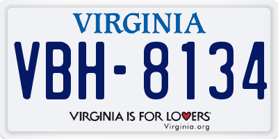 VA license plate VBH8134