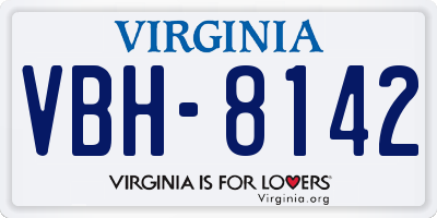 VA license plate VBH8142