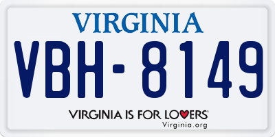 VA license plate VBH8149