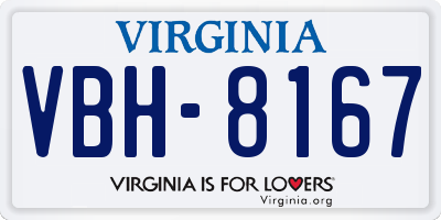 VA license plate VBH8167