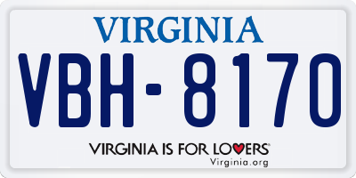 VA license plate VBH8170