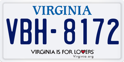 VA license plate VBH8172