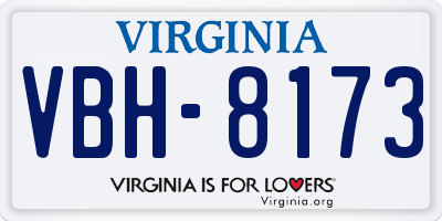 VA license plate VBH8173