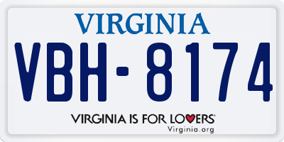 VA license plate VBH8174