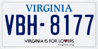 VA license plate VBH8177