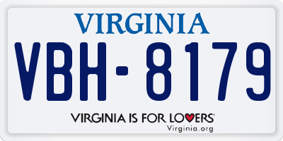 VA license plate VBH8179