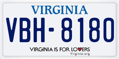 VA license plate VBH8180
