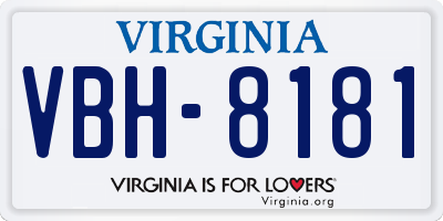 VA license plate VBH8181