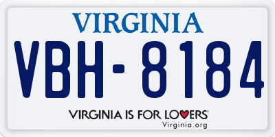 VA license plate VBH8184