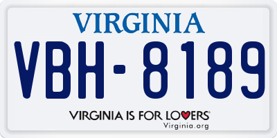 VA license plate VBH8189