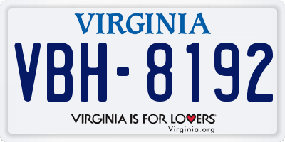 VA license plate VBH8192