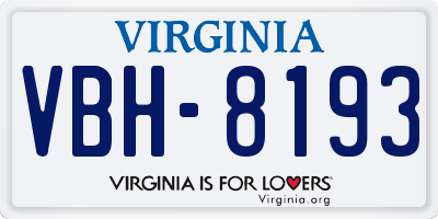 VA license plate VBH8193