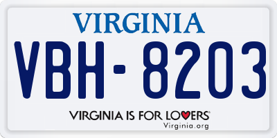 VA license plate VBH8203
