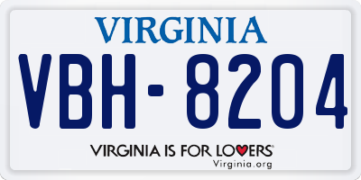 VA license plate VBH8204