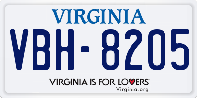 VA license plate VBH8205