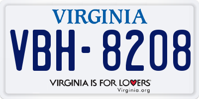 VA license plate VBH8208