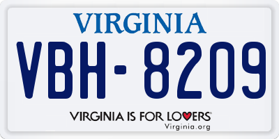 VA license plate VBH8209