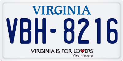 VA license plate VBH8216