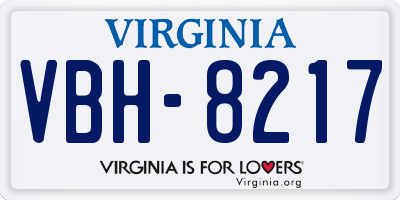 VA license plate VBH8217