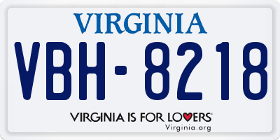VA license plate VBH8218
