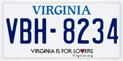 VA license plate VBH8234