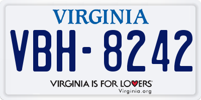 VA license plate VBH8242